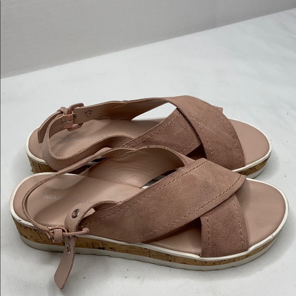 Mark Fisher size 6 pink suede sandals cork wedge